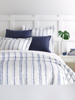 Pine Cone Hill ink Dots Twin Duvet Cover & 2 Euro Shams 100% Cotton